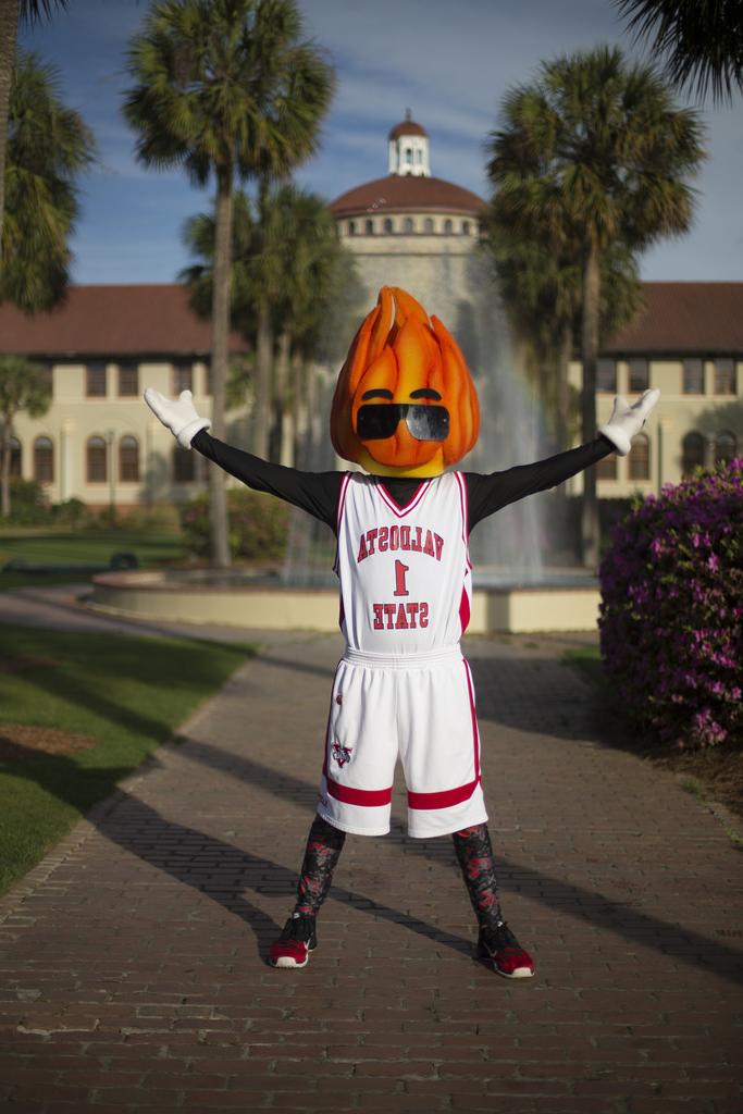 Blaze Arms Spread in front of West Hall